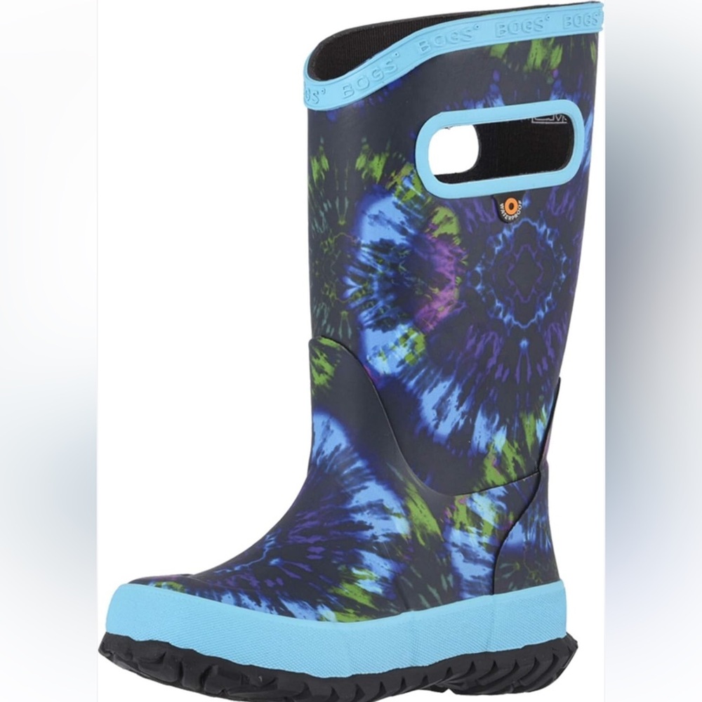 BOGS Electric Blue & Purple Tie Dye Youth Rain Boots, Size 6